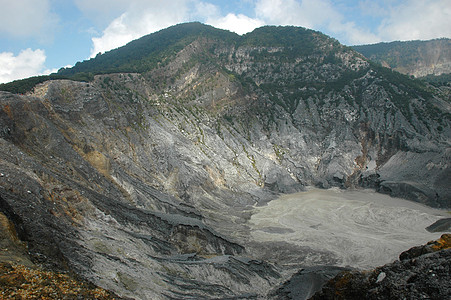 塔古库班普腊胡火山坑乐趣全景旅游闲暇岩石社会传奇绿色快感薄雾图片