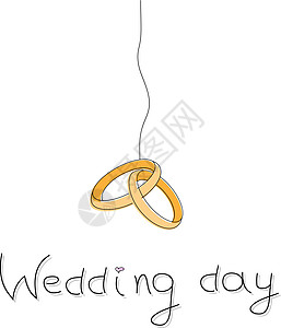 结婚戒指已婚金子白色绘画快乐蜜月妻子卡通片仪式订婚图片