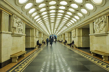 莫斯科地铁铁路平台商业民众蓝色火车压力车站生活乘客图片