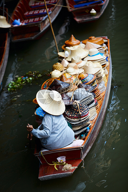 浮动市场旅行商务吸引力小贩女性帽子运输乡村旅游热带图片