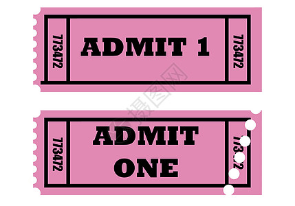 接受一张机票入口准入插图抽奖售票处矩形粉色数字艺术品门票图片