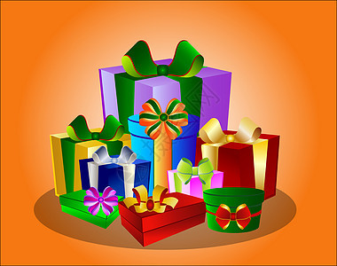 彩色礼品盒丝带礼物礼物盒插图墙纸盒子阴影生日图片