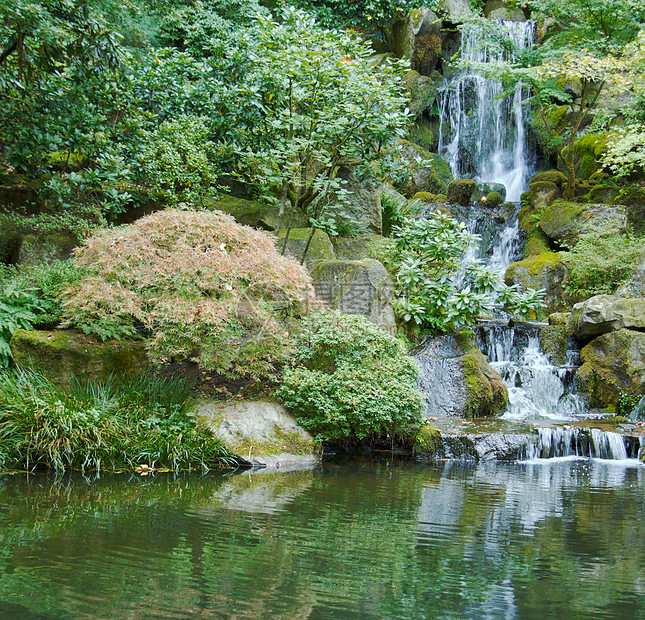 日本花园瀑布图片