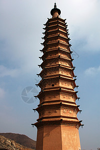 中国古代古法塔历史场景建筑物旅游风景寺庙遗产文化蓝色纪念碑图片