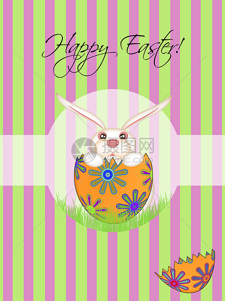 复活节快乐的小鸡怀抱蛋愿望绘画邀请函花朵插图卡片婴儿公告孩子孵化图片