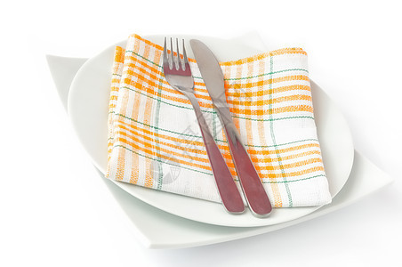 纳皮金 折叠在盘子上 用刀叉和刀叉植物金属合金纺织品刀具餐巾纸厨具桌布餐厅教派图片