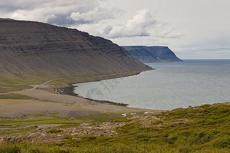 杜拉拉水上Latrabjarg-冰岛背景