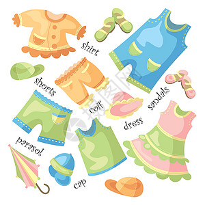 一套婴儿衣物工作服幸福产品帽子插图粉色裙子商品裤子凉鞋图片