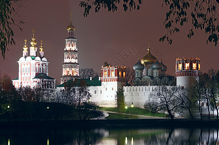 莫斯科 新旧修道院旅行教会池塘圆顶建筑全景宗教天际据点历史图片