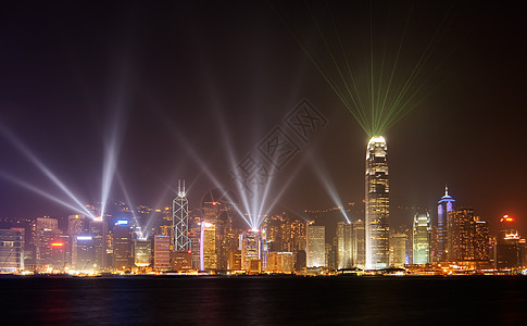 香港有名的夜光秀晚场景展示公寓金融天际玻璃交通戏剧性风景天空市中心图片