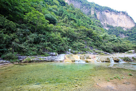 中国云台山的瀑水和级联瀑布矿物吸引力蓝色地质茶点溪流力量运泰岩石图片