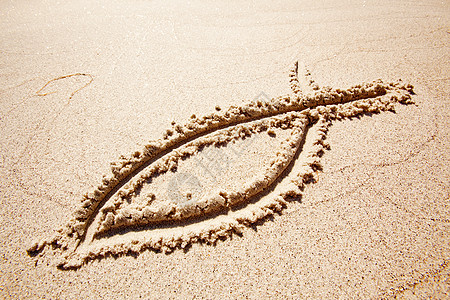 鱼沙沙弹绘画海滩宗教主义教会福音背景图片