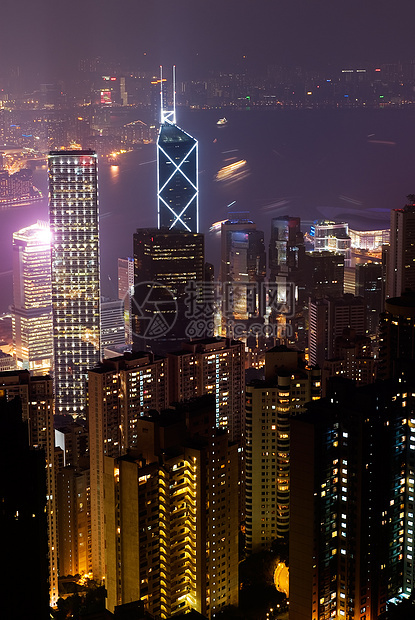 香港现代摩天大楼的夜幕戏剧性社区天际建筑学大厦办公室旅行建筑城市景观图片