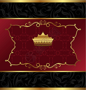 带有王冠的或内基装饰背景纹章滚动框架漩涡横幅标签白色插图装饰品黑色图片