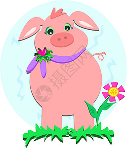 花园里的粉红猪图片