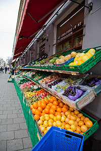 水果和蔬菜店篮子橙子店铺绿色水果商街道杂货商城市图片