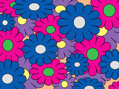 鲜花力量艺术蓝色粉色插图背景图片
