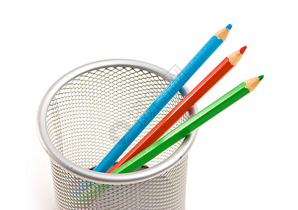 篮子中的铅笔工具白色艺术家学校艺术背景图片