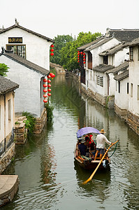 中国水镇窗户运河历史性游客灯笼文化村庄渠道天线银行图片
