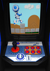 Retro 街游游戏蓝机器人背景图片