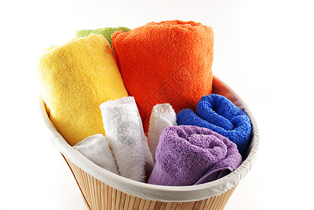 毛巾淋浴篮子吸水性洗衣店棉布温泉织物纤维面巾图片