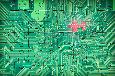 绿色电子电路拼图背景图片