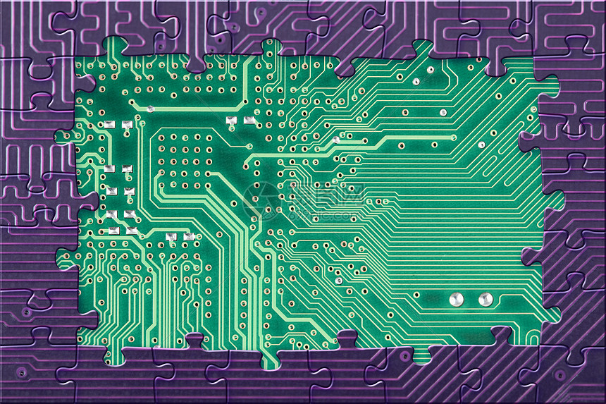 电路板拼图的抽象框架图片