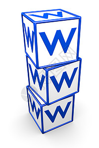 WWWWM概念网络蓝色白色网址渲染盒子背景图片