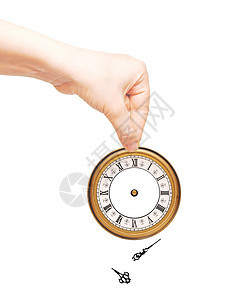 在白背景上与时钟隔开的手白色滴答时间手表数字小时工作指针钟表紧迫感图片