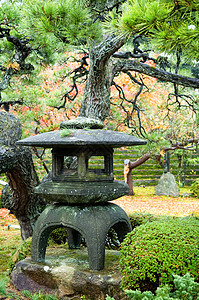 花岗灯宗教灯笼叶子装饰品岩石盆栽雕像文化花园旅游图片