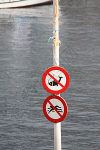 没有钓鱼 没有游泳标志背景图片