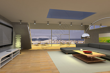 海滩别墅海景房客厅沙发海洋家具内饰公寓长椅海滨图片