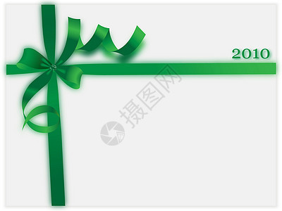 2010年带丝带的绿色礼品图片