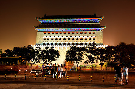 北京新重建的清门购物区北京城市历史性照明建筑学地标首都古董历史建筑国家图片