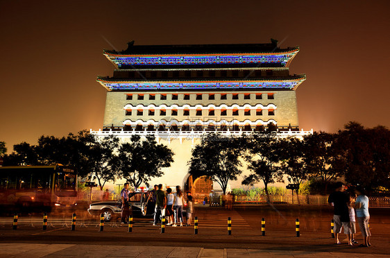 北京新重建的清门购物区北京城市历史性照明建筑学地标首都古董历史建筑国家图片