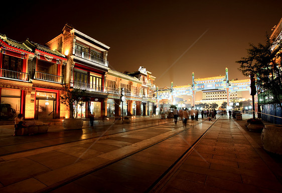 北京新重建的清门购物区北京地标商业国家栅栏行人街道历史建造建筑古董图片