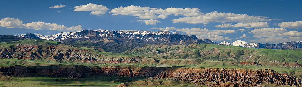 美国怀俄明州弗里蒙特县和Absoroka山夏季全景图片