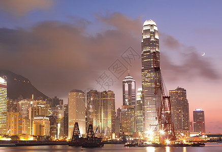 香港日落公司天际夜生活蓝天场景天空中心魔法经济港口图片