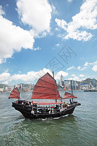 香港废船帆船血管日落旅行海洋垃圾旅游传统巡航图片