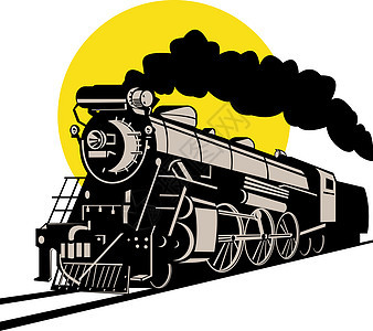 古老的蒸汽火车机车铁路货运货物乘客过境艺术品运输插图图片
