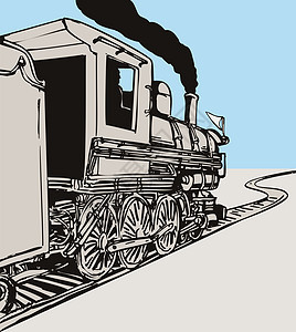 古老的蒸汽火车机车过境运输乘客艺术品货物插图铁路货运图片