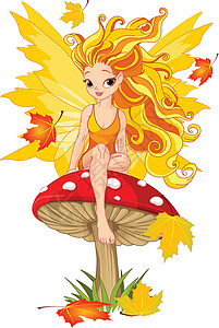 蘑菇室的秋天仙子人工翼森林蟾蜍植物女孩小精灵裙子魔法童话女性图片