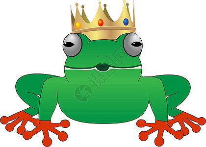 青蛙王子童话概念眼睛故事绿色动物插图两栖图片