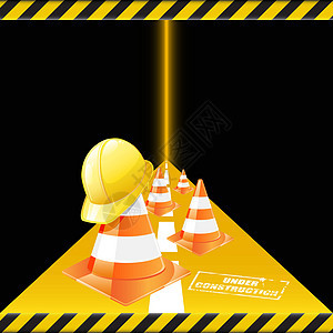 正在施工中维修木板黄色警告帽子边界修理工人工具插图图片
