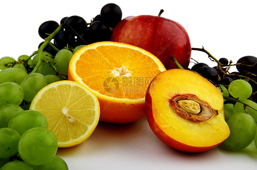 水果果维生素水果花蜜柠檬紫色橙子油桃果汁红色蓝色图片