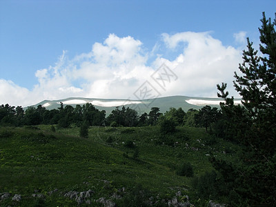 腊果纳基高原剪影天空风景一条路线冰川旅行全景草甸背景植物群图片