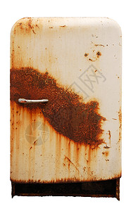 旧生锈冰箱古董腐烂冷藏冰盒橙子白色食物金属器具风化图片