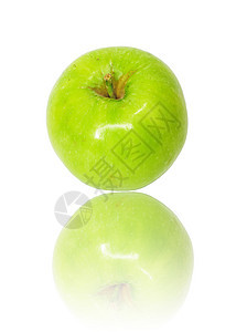 白上孤立的绿苹果果味饮食小吃保健宏观卫生食物水果水滴养分图片