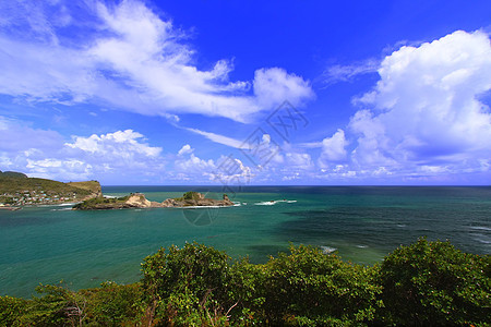 圣卢西亚天堂热带海岸线海岸旅行破坏云景假期蓝色岩石图片