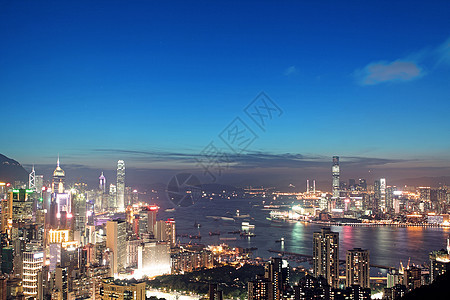 香港日落码头公司蓝天旅行摩天大楼中心港口旅游经济场景图片